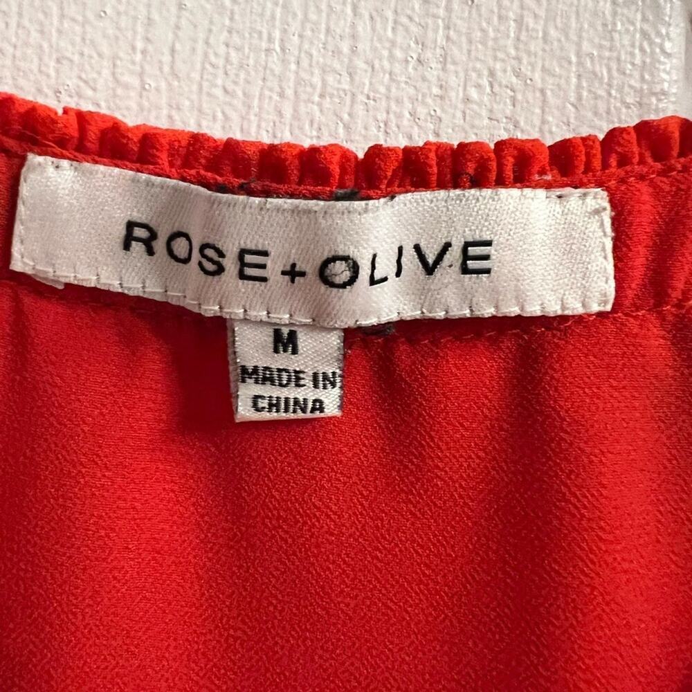 GORGEOUS Rose+Olive Sleeveless Red Print Blouse Sz M - Picture 5 of 8